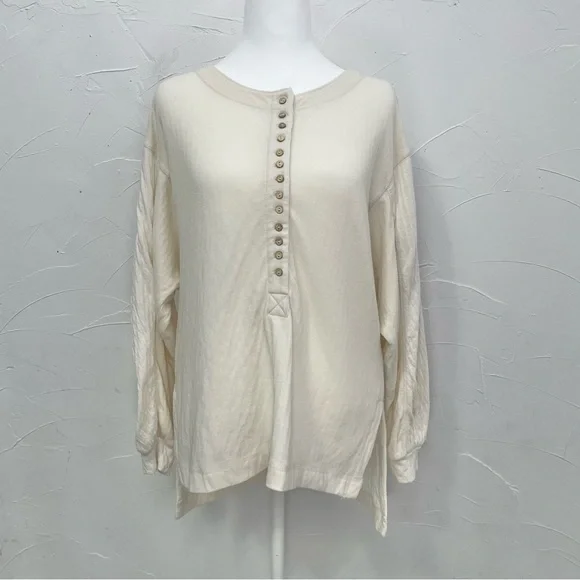 Free People We The Free Back At It Henley In Cream - Picture 3 of 13